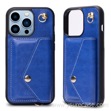 Phone Case with Strap Leather Phone Card Holder